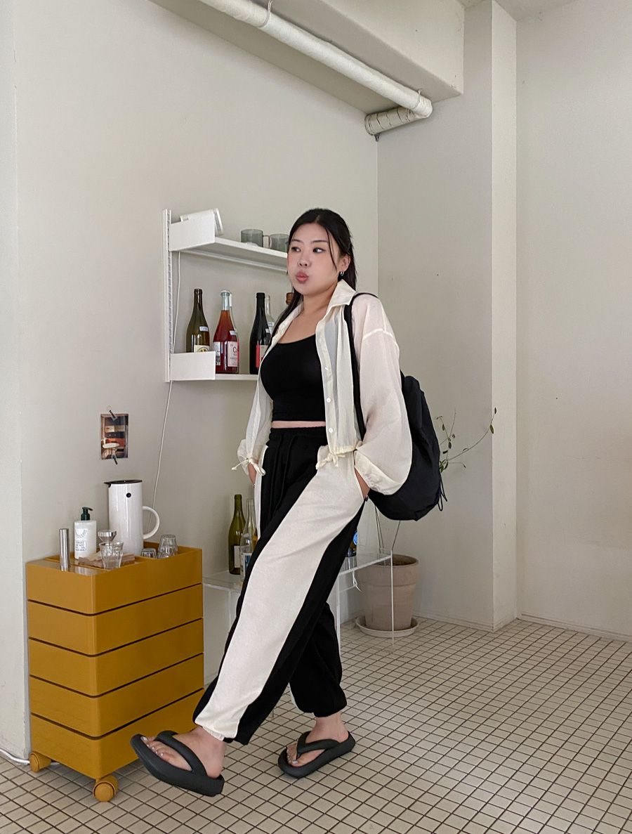 [EVELLET]イリカ配色ジョガーウエストバンドパンツ