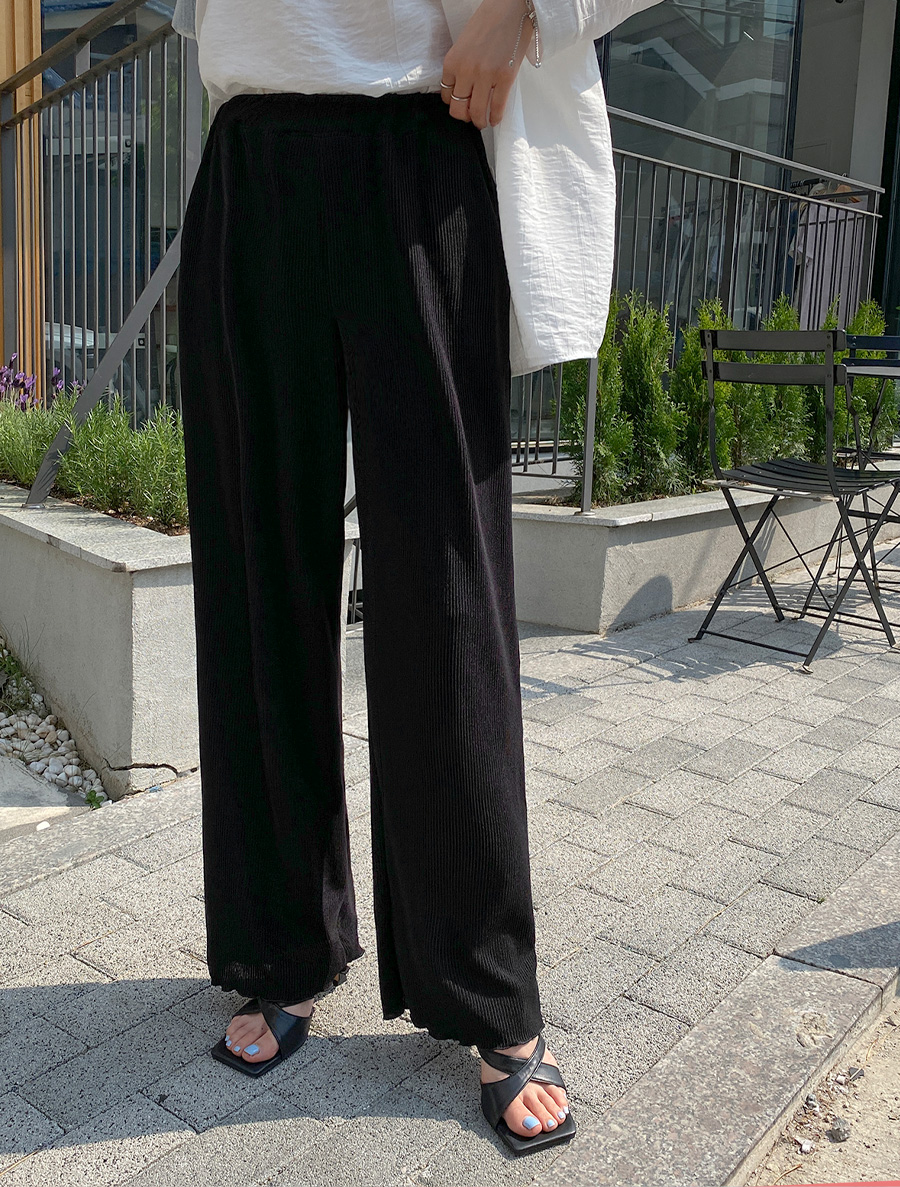 [EVELLET]ペッキンオリブ付きレクタスエッジウエストバンドパンツ