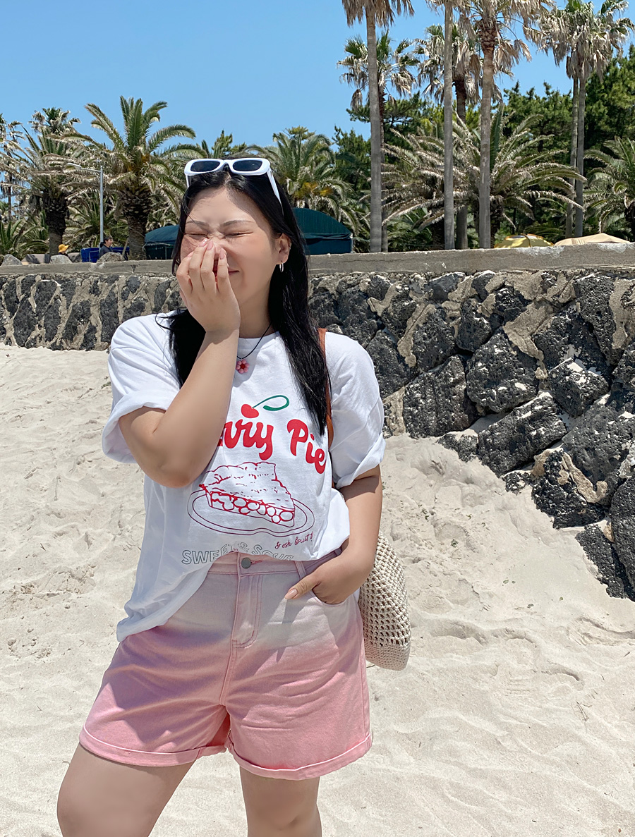 [EVELLET]ベミュチングラデーションコットン4分丈パンツ