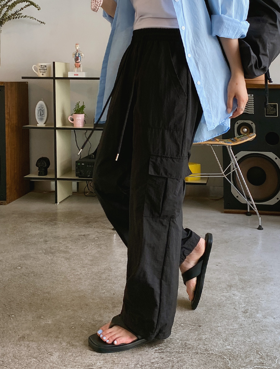 [EVELLET]クメディンカーグストリングウエストバンドパンツ