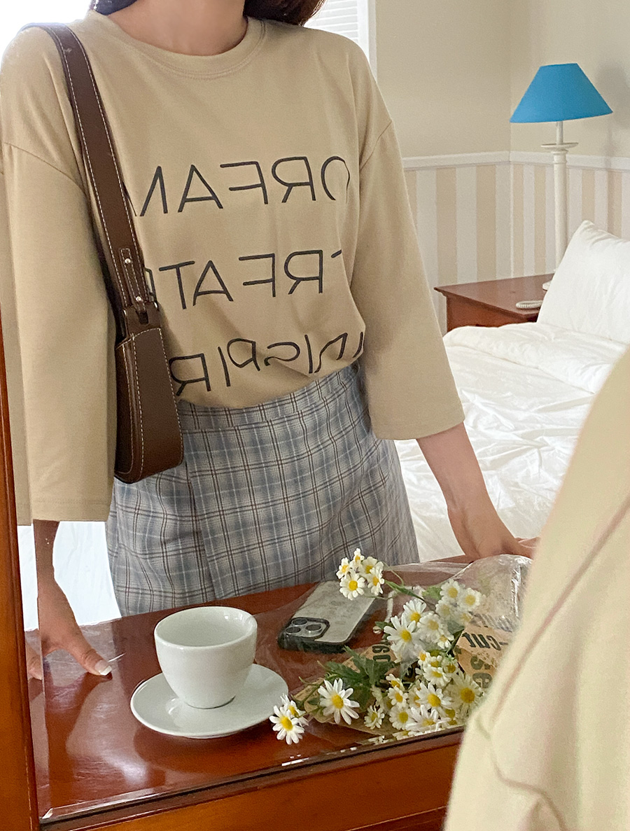 [EVELLET]ソレアレタリングナ塩7分丈袖ティーシャツ