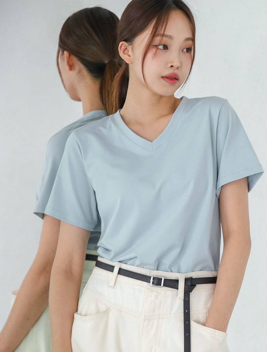 [EVELLET]ペニーエアリーブイネックティーシャツ