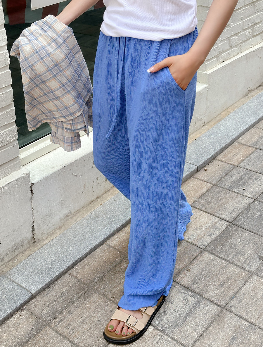 [EVELLET]テミエンシワウエストバンドワイドパンツ