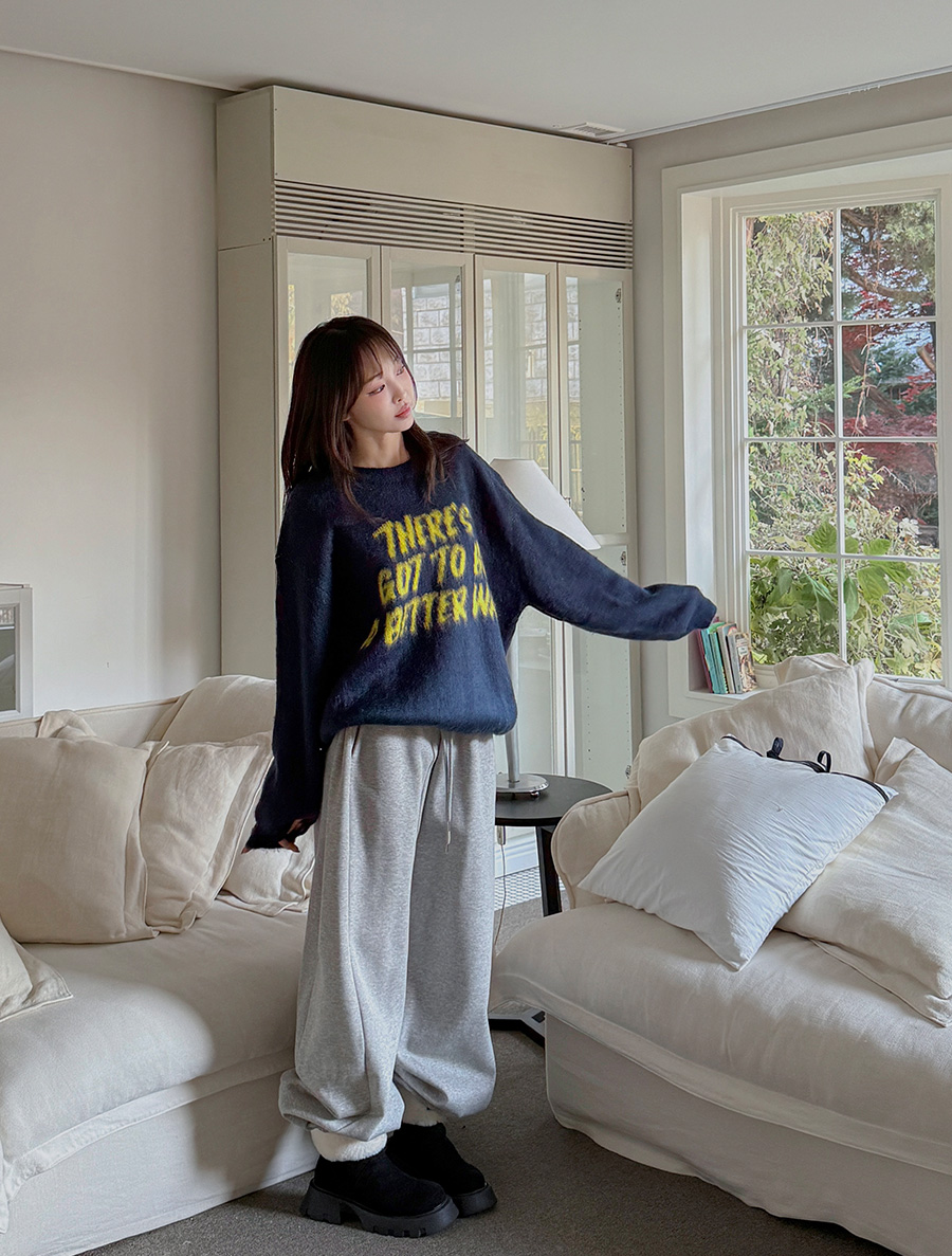 リンミューズレタリングラウンドニット