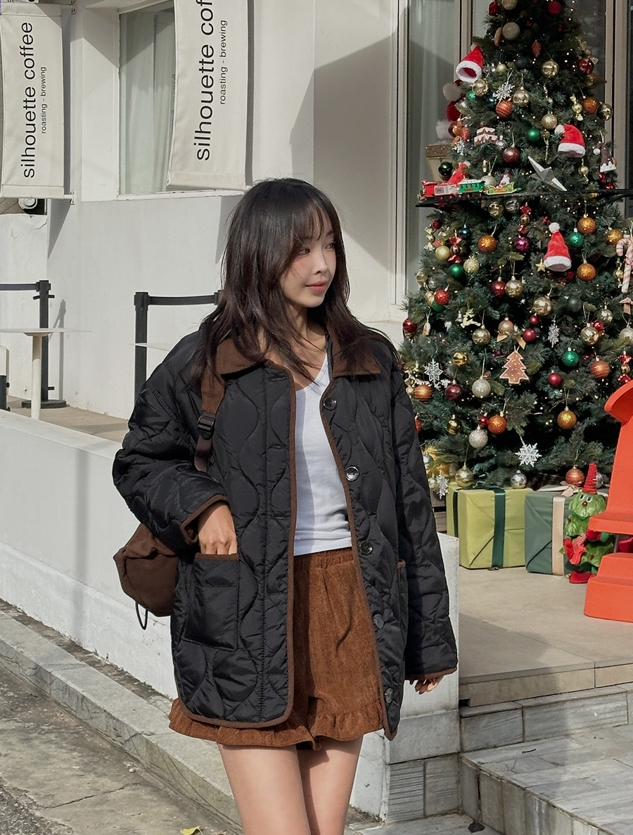 マトミウエルロン配色キルティングジャンパ