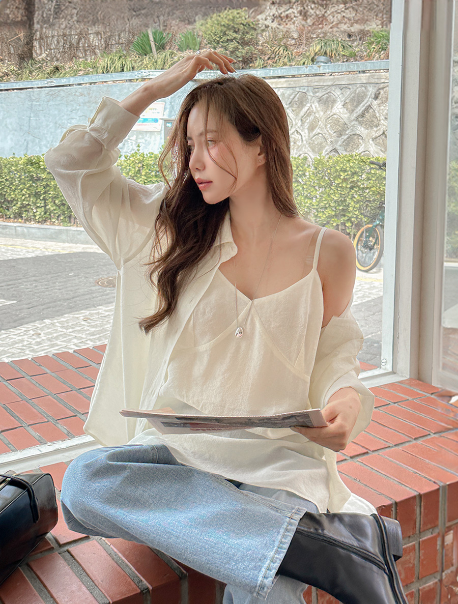 [EVELLET]シャレーンレイヤードシャツワンピースSET